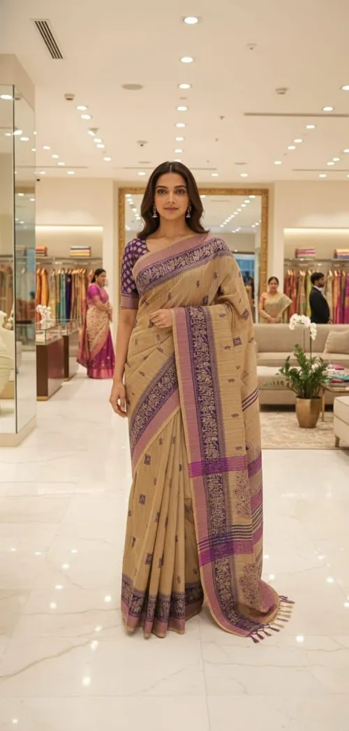 Soft Banswada Kota Saree with Zari Border – Beautiful Hand-Printed Traditional Design Saree